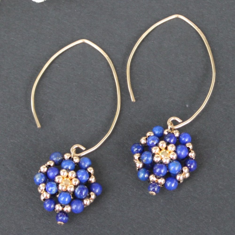 Lapis Lazuli and 14kt Gold Filled Dangle Earrings - Picture 6 of 16